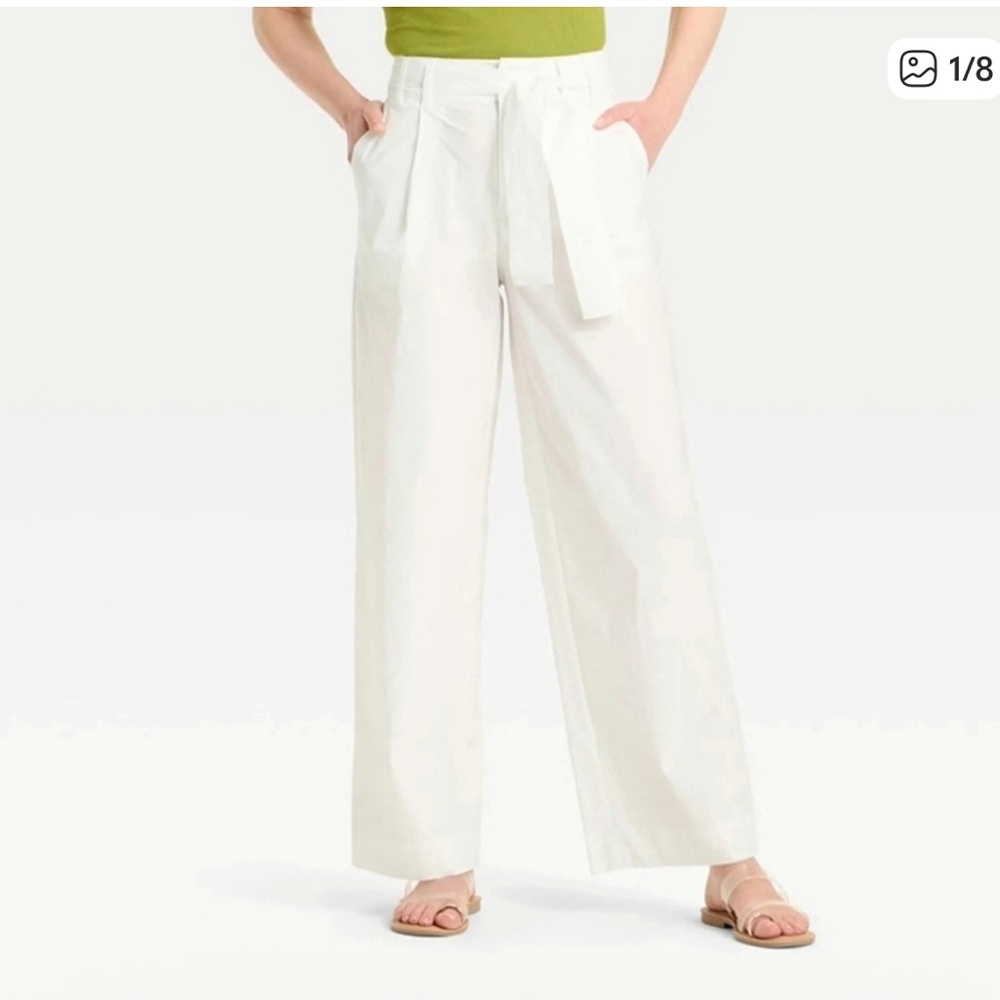 White wide leg summer casual comfy pants